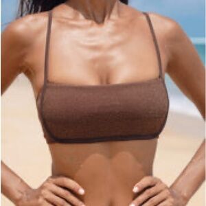 Berlook Dark Coffee Shimmer Bikini Top